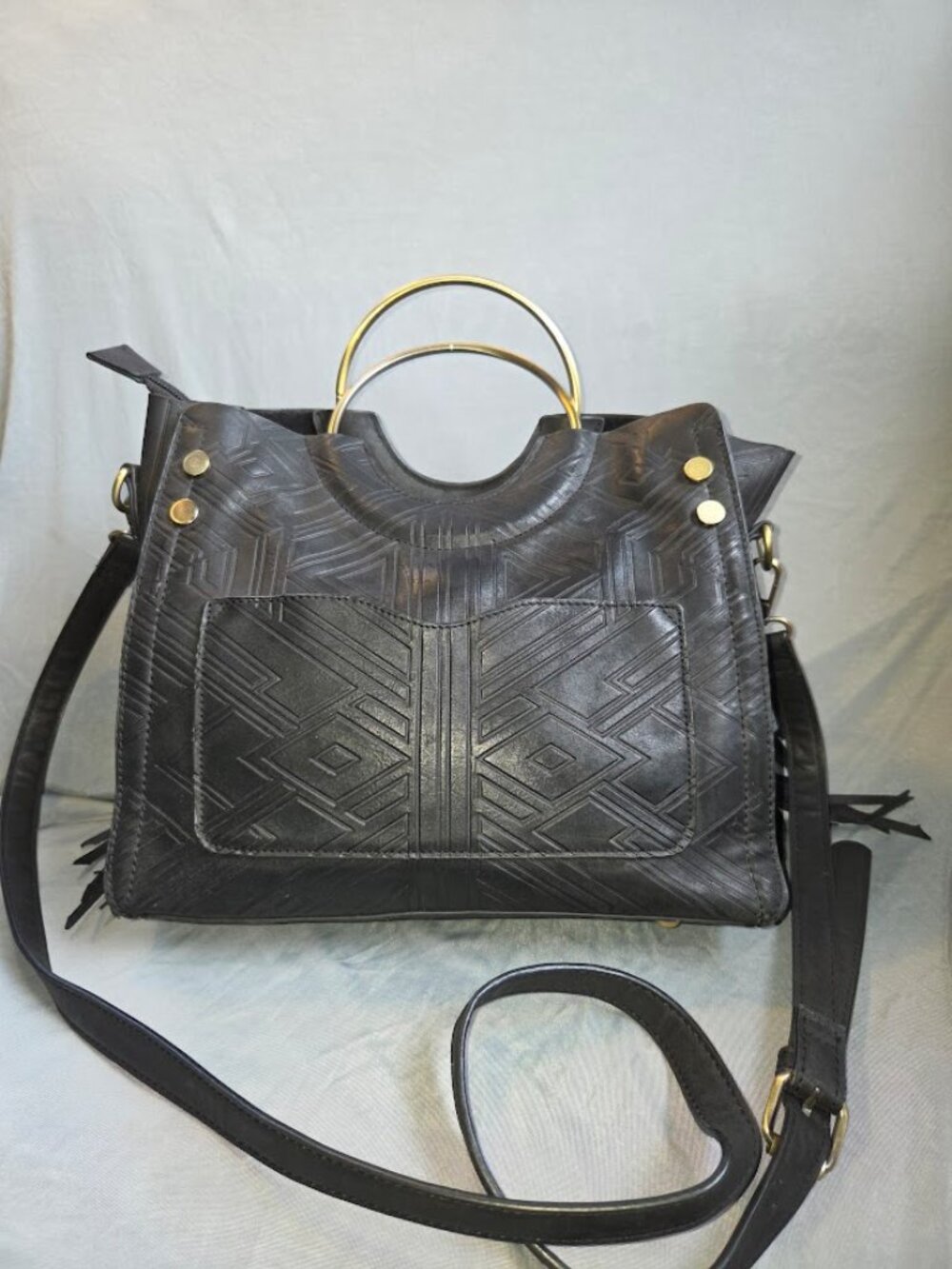 DC Comics Wonder Woman Fringe Handbag Purse Black & Gold Bioworld - Picture 2 of 5